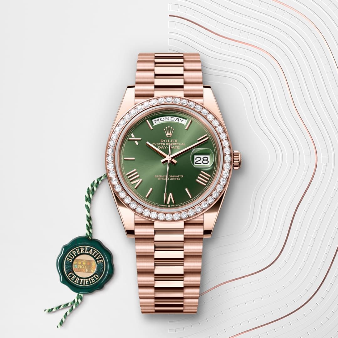Rolex Day-Date Oyster, 40 mm, Everose gold and diamonds