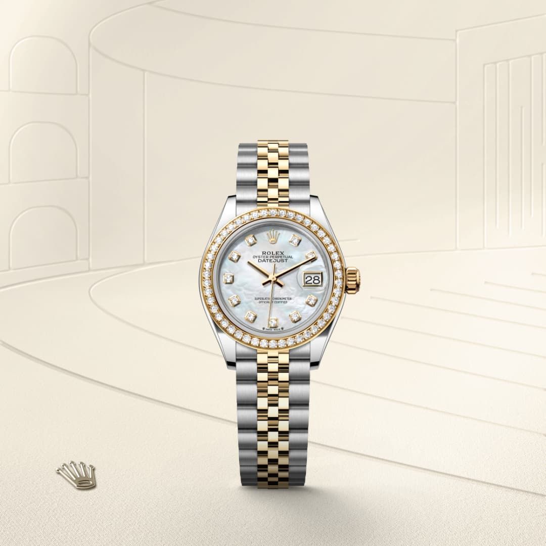 Rolex Lady-Datejust Oyster, 28 mm, Oystersteel, yellow gold and diamonds